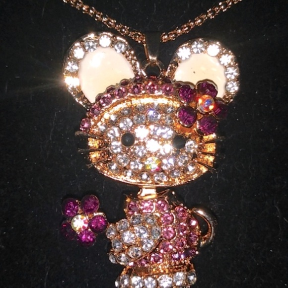 Betsey Johnson Crystal Kitty necklace - Picture 2 of 5